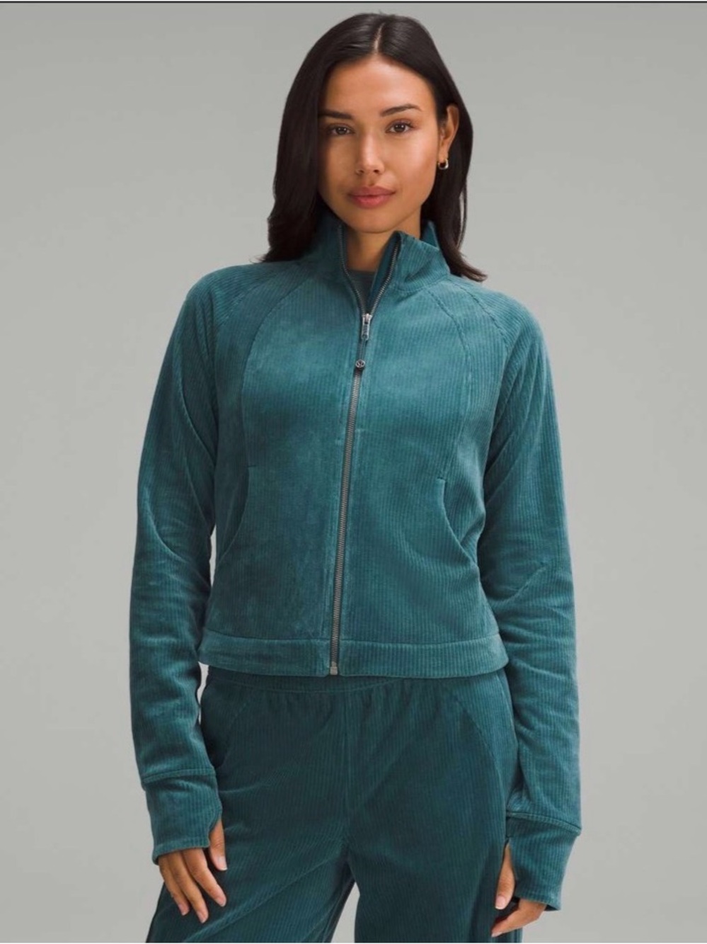 #349 Lululemon Scuba Track Jacket *Velvet Cord Storm Teal Size 6
